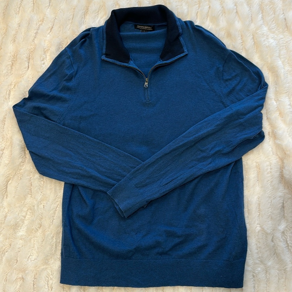 Banana Republic premium cotton cashmere quarter zip pullover